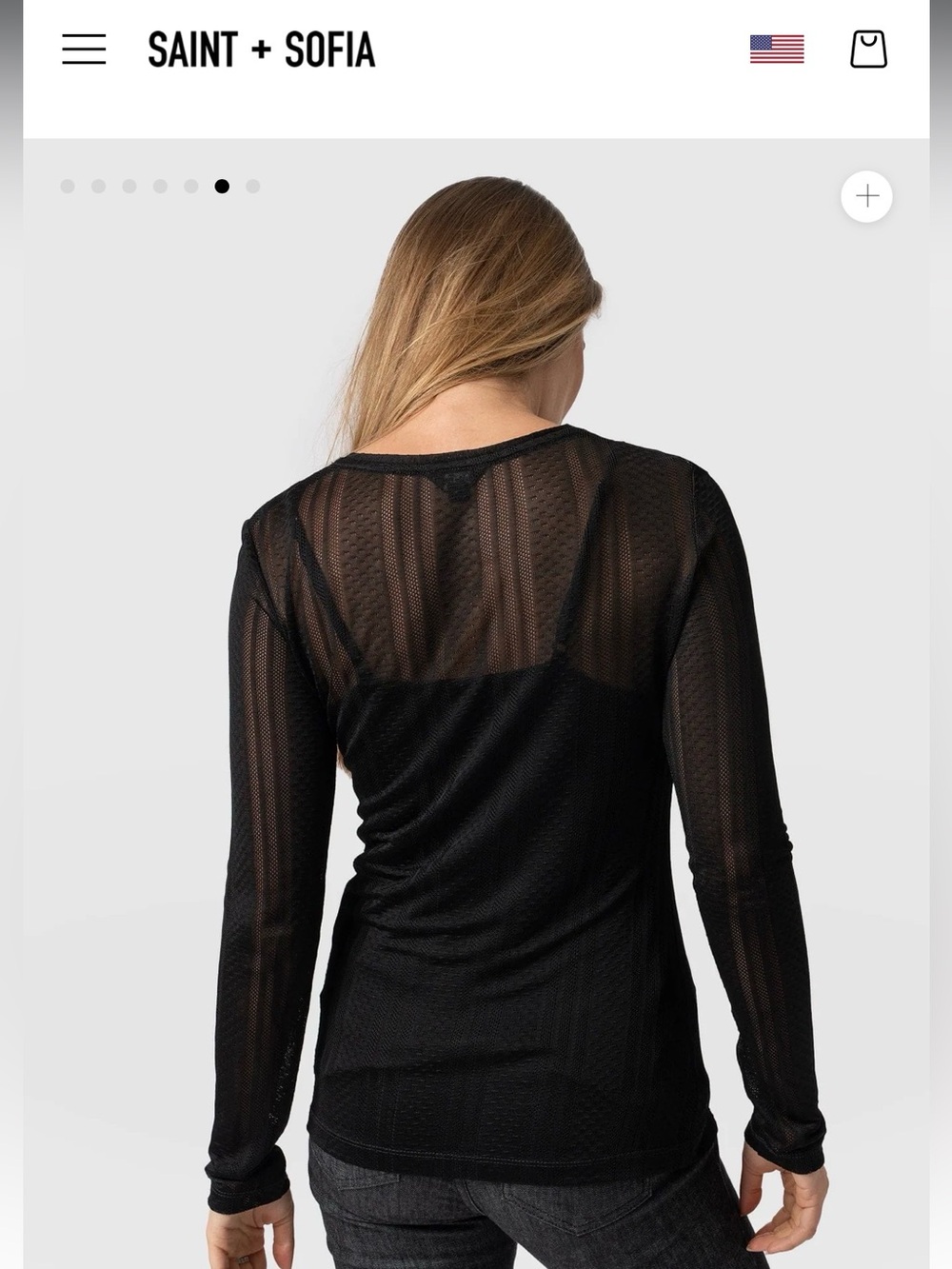 Saint + Sofia Black Demi Lace Long Sleeve